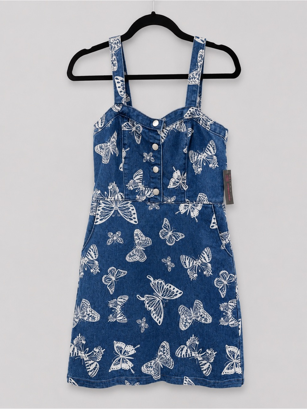 NOBO Blue Denim Mini Dress with White Butterfly Print